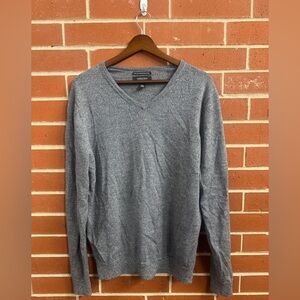 Nordstrom Men’s Shop Italian Merino Wool V-Neck Sweater Gray Heather Size Large